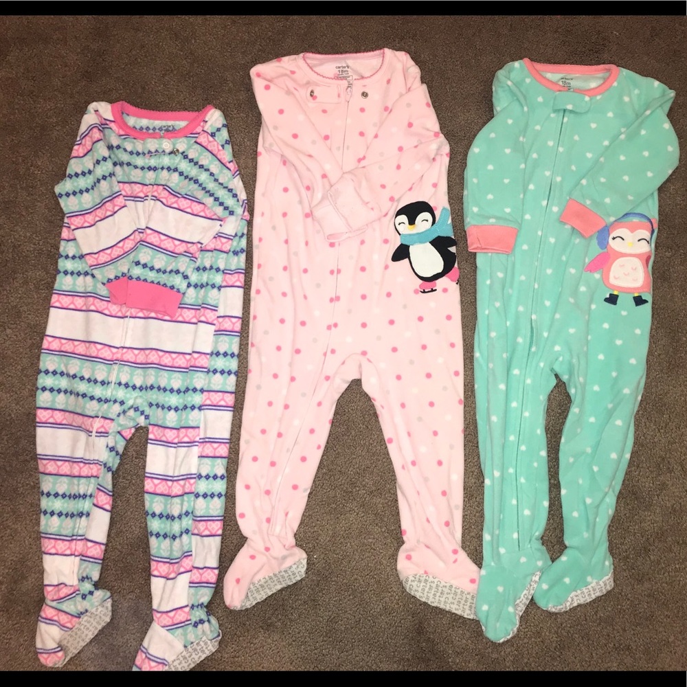 EUC BUNDLE of 3 Carters Footie Pajamas, 18mo